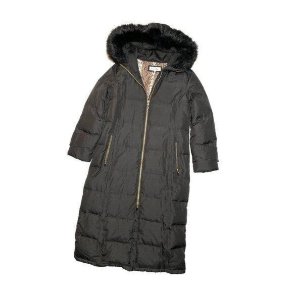 Calvin Klein Long Black Down Parka Fur Hood XL